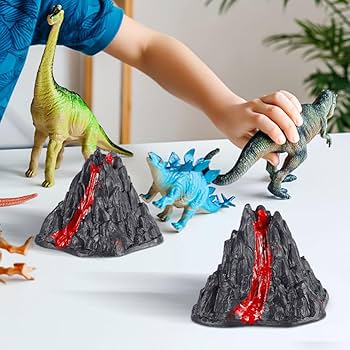 火山モデルHUGY 恐竜のおもちゃシミュレーション火山モデル Amazon.co.jp: 火山モデルおもちゃ - 火山の置物、火山の装飾品